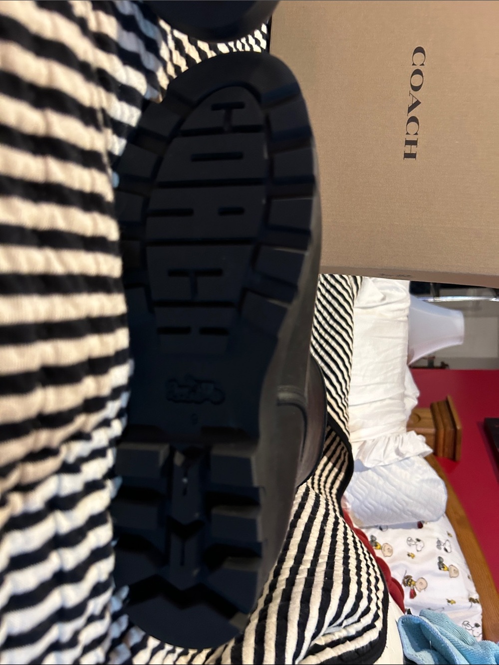 COACH Black Short Women's Rain Boots with Lug Sole - Picture 9 of 11